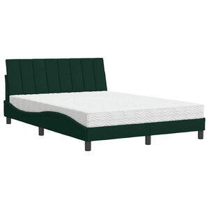 vidaXL Lit avec matelas Hanko vert foncé 120x200 cm velours