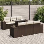 vidaXL Salon de jardin avec coussins 7 Pièces marron résine tressée
