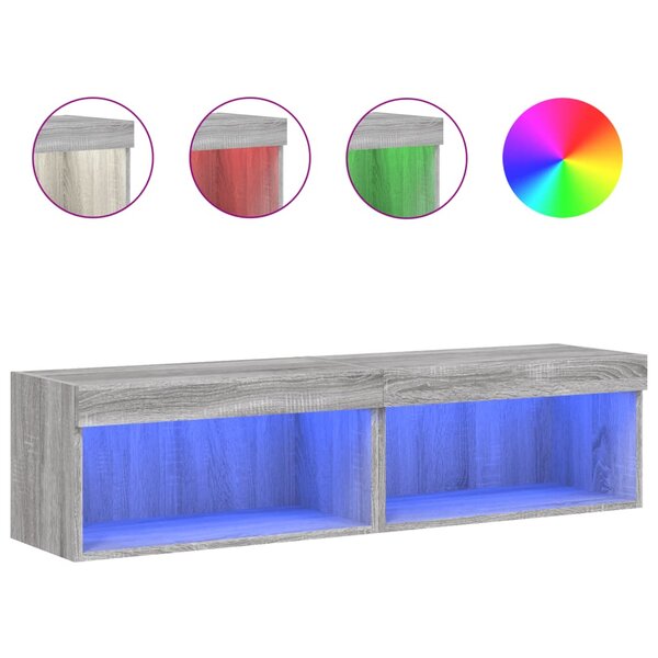 vidaXL Meubles TV avec lumières LED 2 Pièces sonoma gris 60x30x30 cm