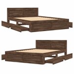 vidaXL Cadre de lit et tête de lit sans matelas chêne marron 120x200cm