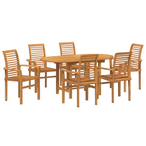 Set de salle à manger jardin vidaXL 7 pièces en bois massif teck