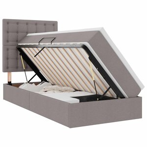 vidaXL Lit avec rangement et matelas Taupe 90 x 200 cm Polyester