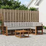 vidaXL Ensemble de canapés d'extérieur 6 Pièces Naturel et gris clair