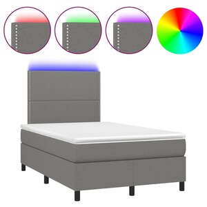 vidaXL Sommier à lattes de lit matelas LED gris foncé 120x190 cm tissu
