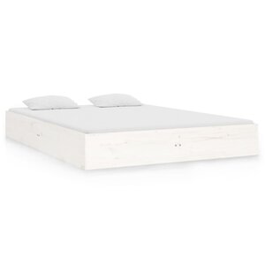 vidaXL Cadre de lit Blanc Bois massif 120x190 cm Petit double
