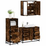 vidaXL Ensemble de meubles de salle de bain 3 Pièces Chêne fumé