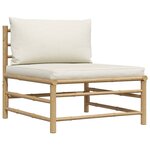 vidaXL Salon de jardin 3 Pièces avec coussins blanc crème Bambou