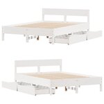 vidaXL Cadre de lit sans matelas blanc 140x190 cm bois de pin massif