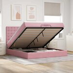 vidaXL Cadre de lit ottoman avec matelas rose 200x200 cm velours