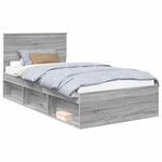 vidaXL Cadre de lit Gris Sonoma 100 x 200 cm Pin massif