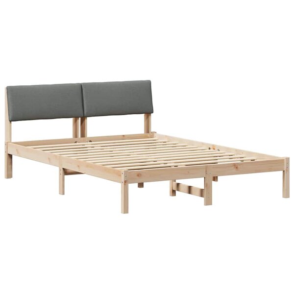 vidaXL Cadre de lit avec tête de lit marron et gris foncé 135 x 190 cm