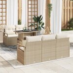 vidaXL Ensemble de canapé de jardin 6 Pièces Beige Poly rotin