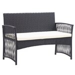 Salon de jardin meuble d'extérieur ensemble de mobilier 4 pièces avec coussin résine tressée noir 02_0016075