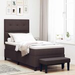 vidaXL Lit à ressorts avec tête de lit Marron foncé 90 x 190 cm tissu