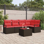 vidaXL Ensemble de canapé de jardin avec coussin 6 Pièces Marron et rouge