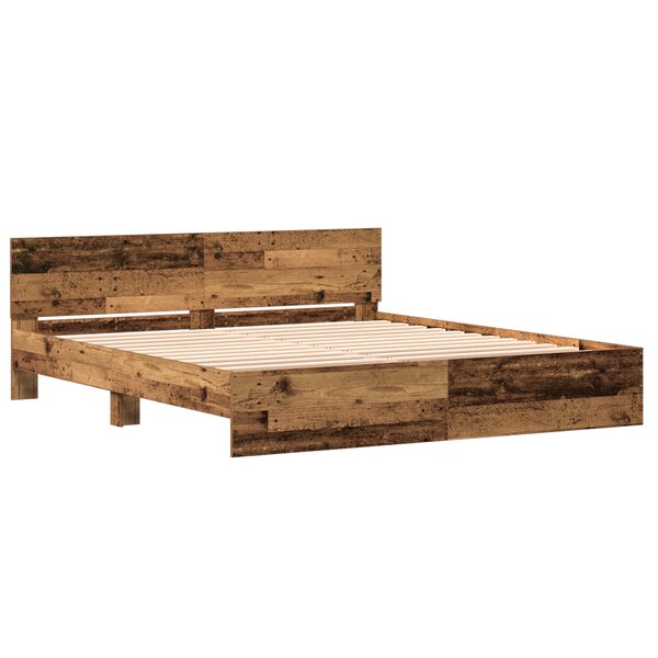 vidaXL Cadre de lit avec tête de lit - Bois ancien - 180 x 200 cm