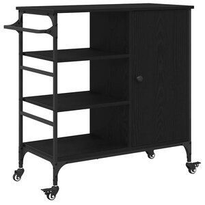 vidaXL Chariot de cuisine Chêne noir 87 5 x 38 5 x 84 5 cm