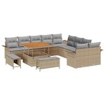 vidaXL Ensemble de canapé de jardin 13 Pièces Beige polyrotin