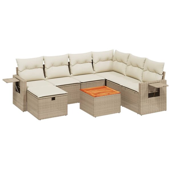 vidaXL Salon de jardin avec coussins 8 Pièces beige résine tressée