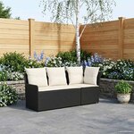 vidaXL 2 pc Sofa de jardin avec accoudoirs et sofa d'angle Rotin PE