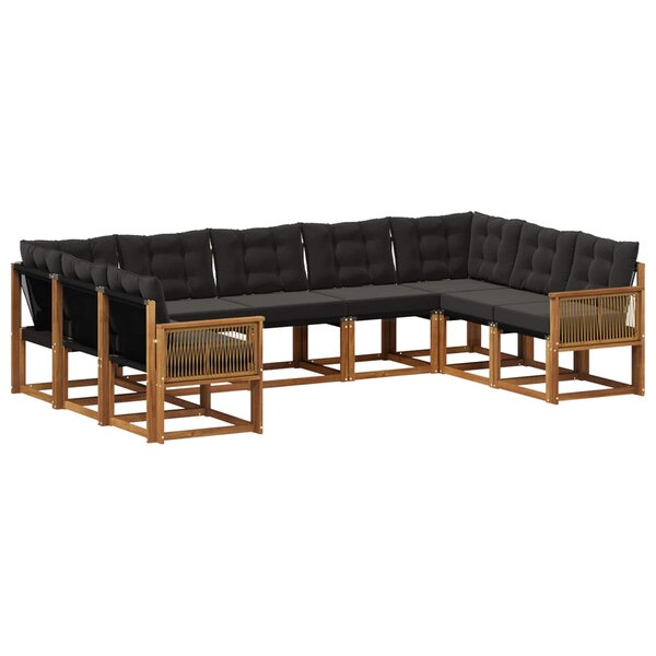 vidaXL Ensemble de canapés d'extérieur 9 pc Naturel et noir
