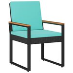 vidaXL Ensemble de meubles d'extérieur 4 Pièces Noir et turquoise