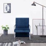 vidaXL Fauteuil avec pieds chromés Bleu Velours