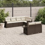vidaXL Salon de jardin avec coussins 7 Pièces marron résine tressée