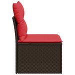 vidaXL Chaise de jardin sans accoudoirs avec coussins en résine tressée marron