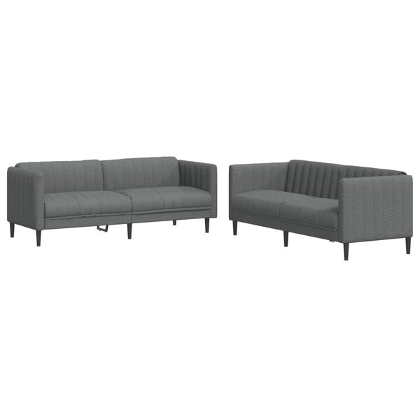 vidaXL Ensemble de canapés 2 Pièces gris foncé tissu