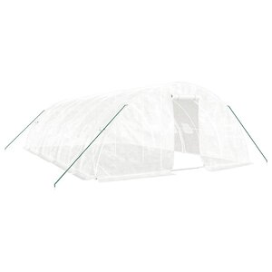 vidaXL Serre avec cadre en acier blanc 40 m² 8x5x2 3 m