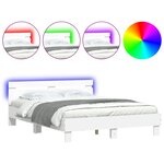 vidaXL Cadre de lit avec LED sans matelas blanc 140x190 cm