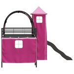 vidaXL Lit mezzanine pour enfants Noir et rose 107 x 200 cm Métал