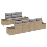 vidaXL Ensemble de canapé de jardin 8 pièces avec coussins beige poly rattan