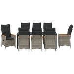 vidaXL Ensemble de salle à manger de jardin de 9 pièces avec coussins Gris Poly Rattan