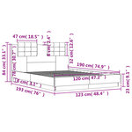 vidaXL Cadre de lit avec LED sans matelas sonoma gris 120x190 cm