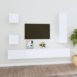 vidaXL Ensemble de meubles TV 5 Pièces Blanc Bois d'ingénierie