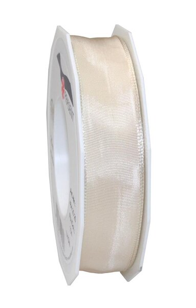 Ruban de soie acetat laitonné lyon 25-m-rouleau 25 mm crème