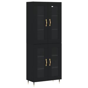 vidaXL Buffet haut Noir 69 5x34x180 cm Bois d'ingénierie