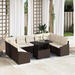 vidaXL Ensemble de canapé de jardin 10 Pièces Marron et Crème