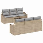 vidaXL Ensemble de Canapés avec coussin 7 Pièces Beige et gris polyrotin