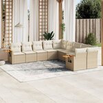 vidaXL Salon de jardin avec coussins 10 Pièces beige résine tressée