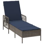 vidaXL Chaise longue Grise PE Rattan 157 x 55 x 92 cm Pliable