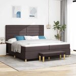 vidaXL Lit à ressorts avec matelas Marron foncé 200 x 200 cm tissu