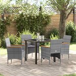 vidaXL Ensemble de salle à manger pour jardin 5 Pièces Gris Poly rotin