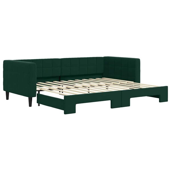 vidaXL Lit de jour avec gigogne sans matelas vert foncé 90x200 cm