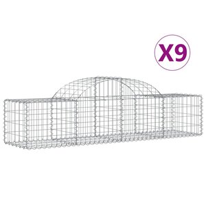 vidaXL Paniers à gabions arqués 9 Pièces 200x50x40/60 cm fer galvanisé