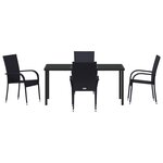 vidaXL Ensemble de Salle à Manger de Jardin 5 Pièces Noir Rattan Poly