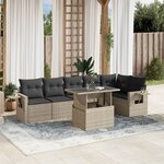 vidaXL Salon de jardin avec coussins 7 Pièces gris clair résine tressée