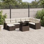 vidaXL Salon de jardin avec coussins 9 Pièces marron résine tressée